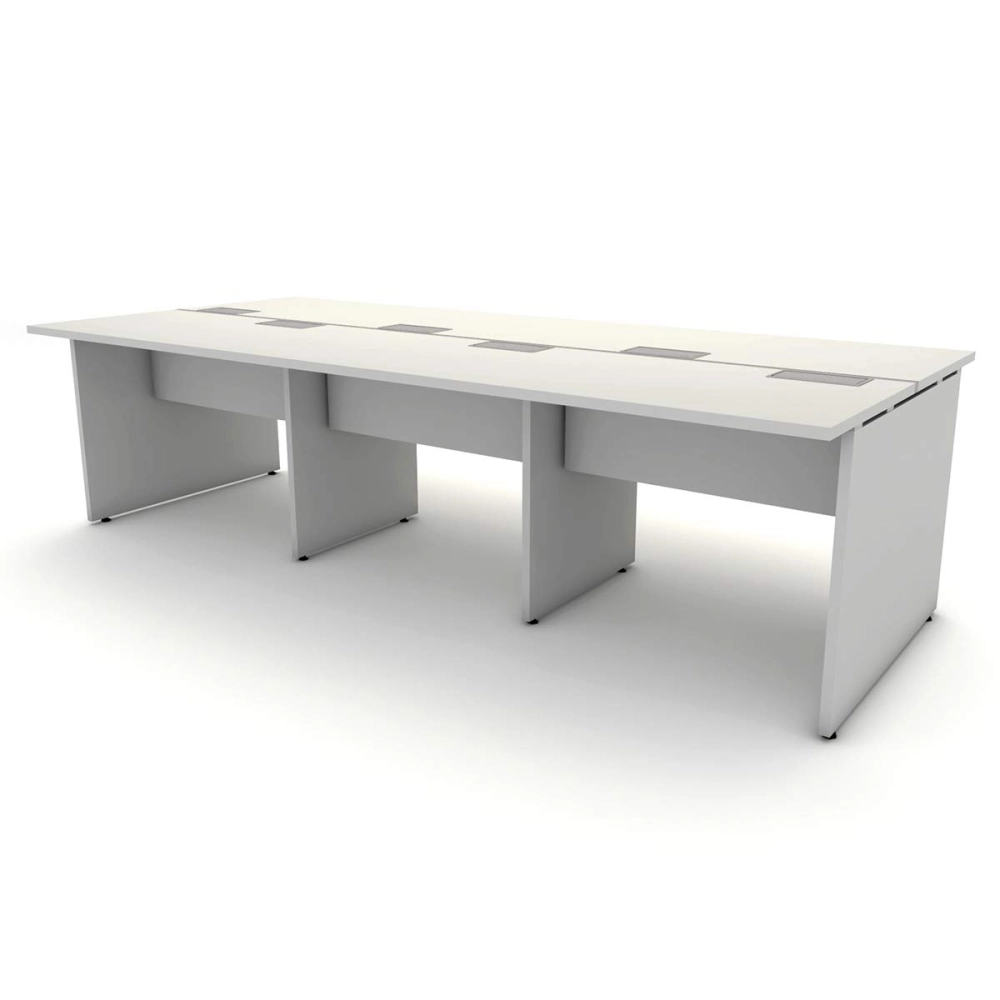 Mesa de Trabalho Escritório para 6 pessoas 2,70m Cinza F5 Cor:Cinza