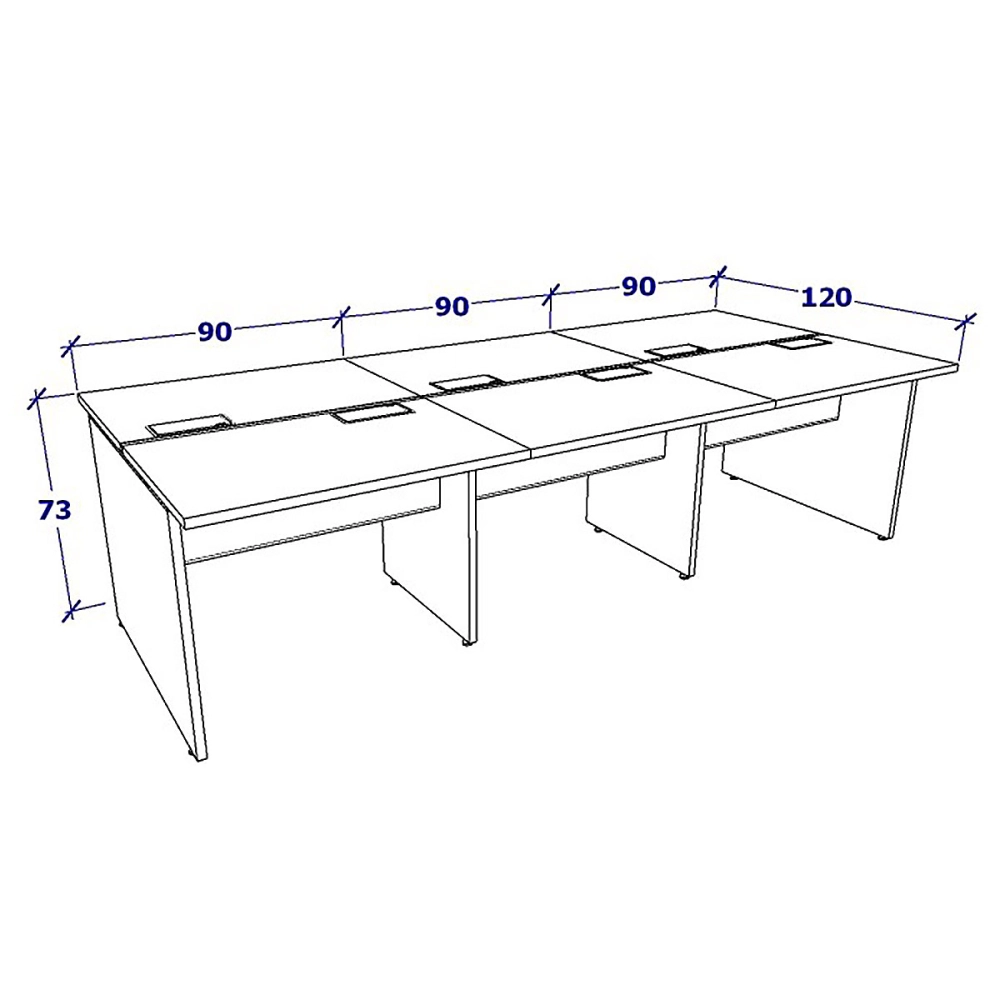 Mesa de Trabalho Escritório para 6 pessoas 2,70m CS Pre F5 Cor:Cinza Sagrado com Preto