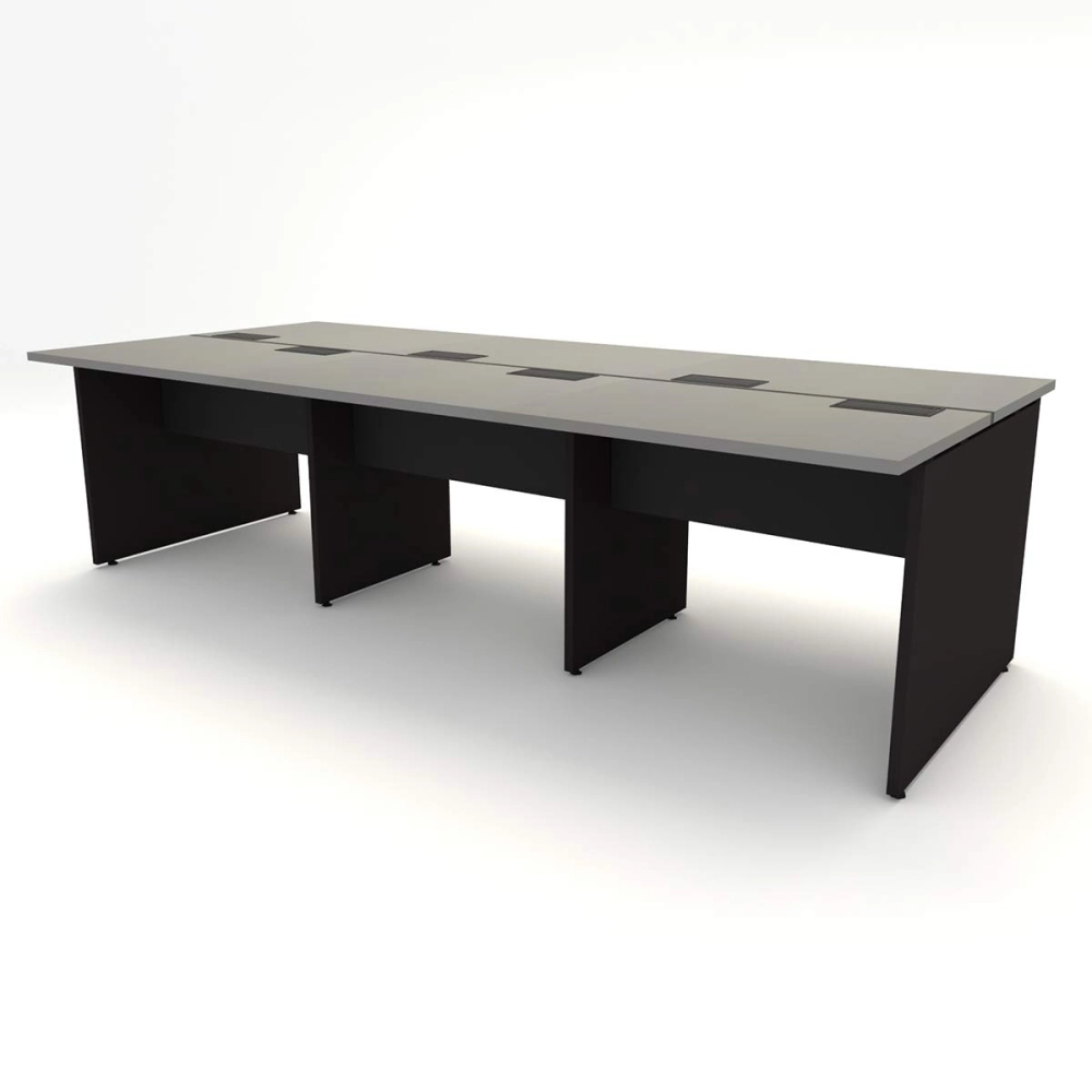 Mesa de Trabalho Escritório para 6 pessoas 2,70m CS Pre F5 Cor:Cinza Sagrado com Preto