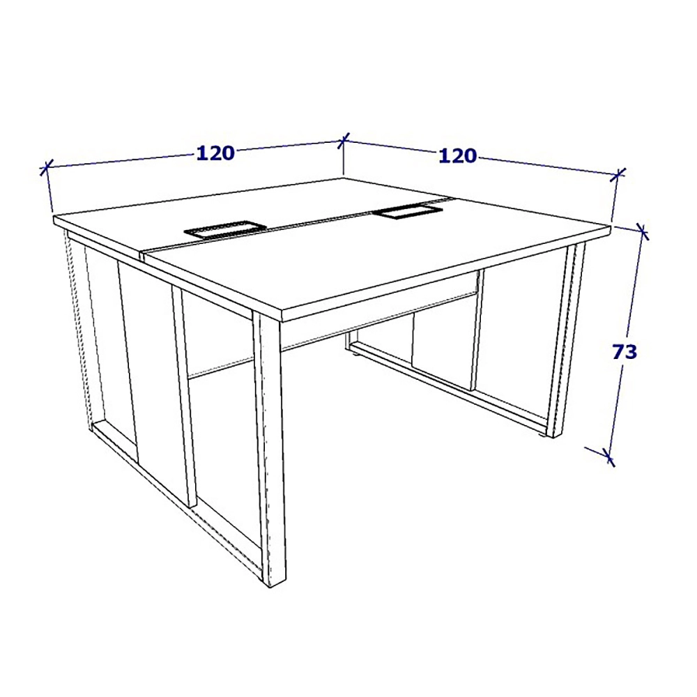 Mesa de Trabalho para Escritório 2 Lugares Cinza 1,20m F5 Cor:Cinza