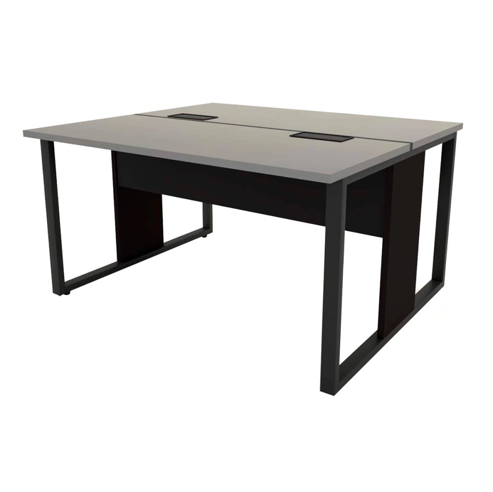 Mesa de Trabalho para Escritório 2 Lugares CS Pre 1,35m F5 Cor:Cinza Sagrado com Preto