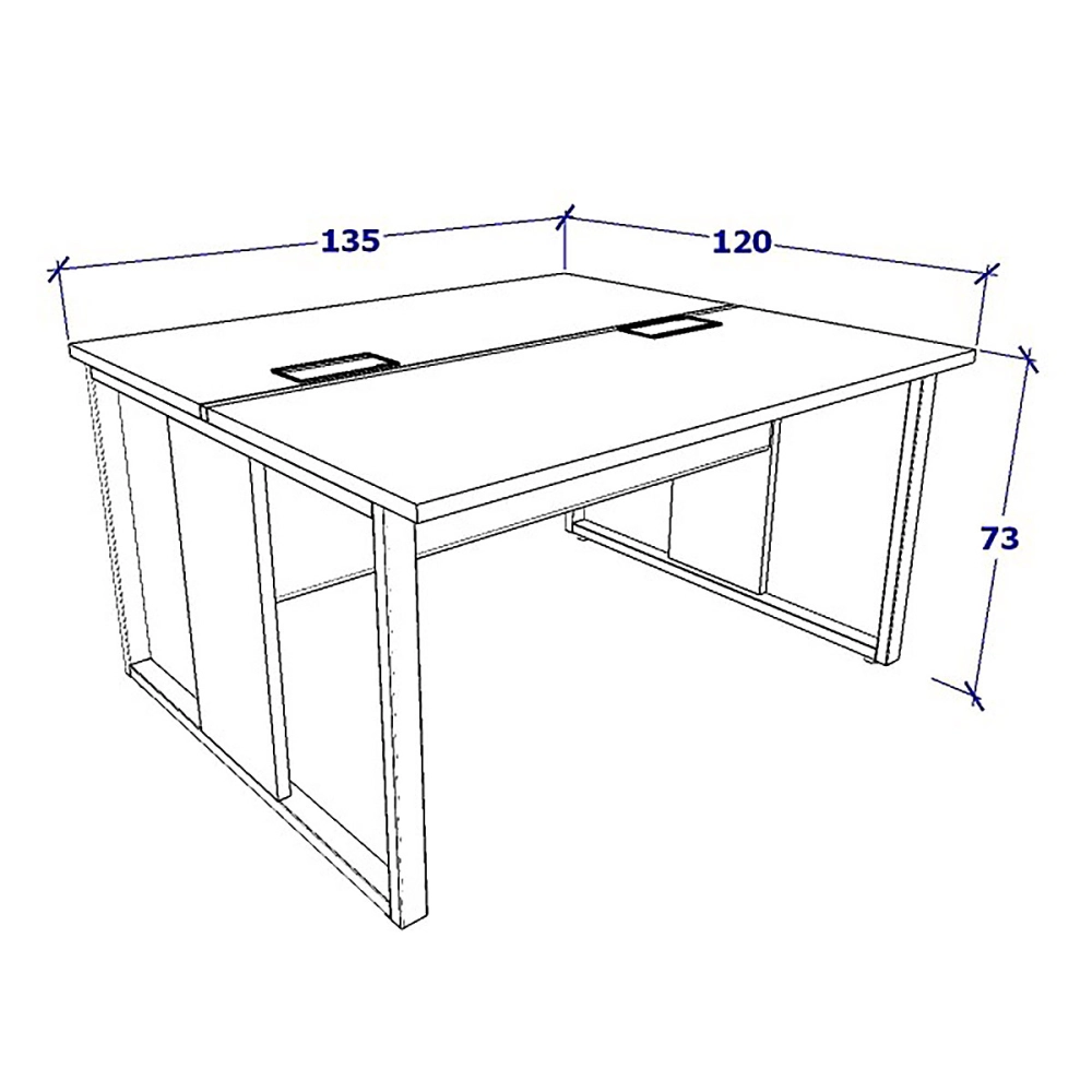 Mesa de Trabalho para Escritório 2 Lugares CS Pre 1,35m F5 Cor:Cinza Sagrado com Preto