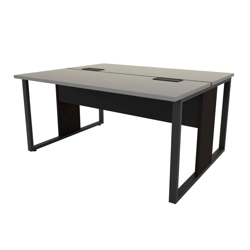 Mesa de Trabalho para Escritório 2 Lugares CS Pre 1,50m F5 Cor:Cinza Sagrado com Preto