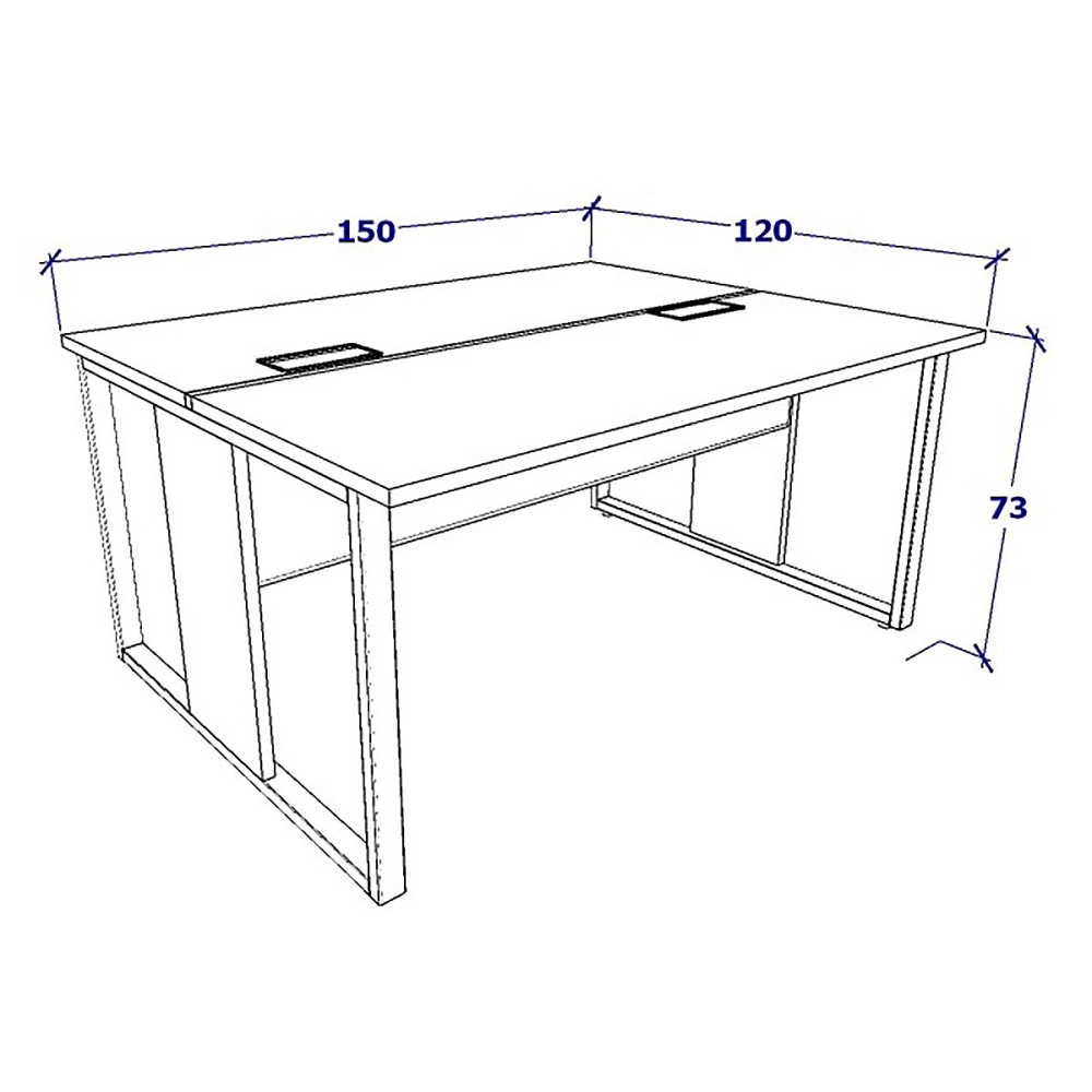 Mesa de Trabalho para Escritório 2 Lugares CS Pre 1,50m F5 Cor:Cinza Sagrado com Preto