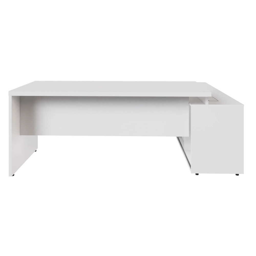 Mesa Dinâmica 1,50m c/ Armário e Cx de Tomadas Pés Painel F5 Cor:Branco