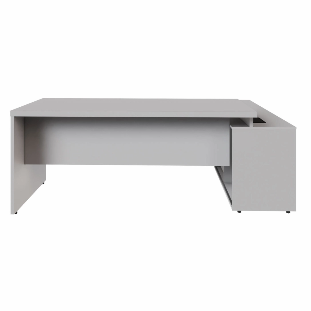Mesa Dinâmica 1,50m c/ Armário e Cx de Tomadas Pés Painel F5 Cor:Cinza