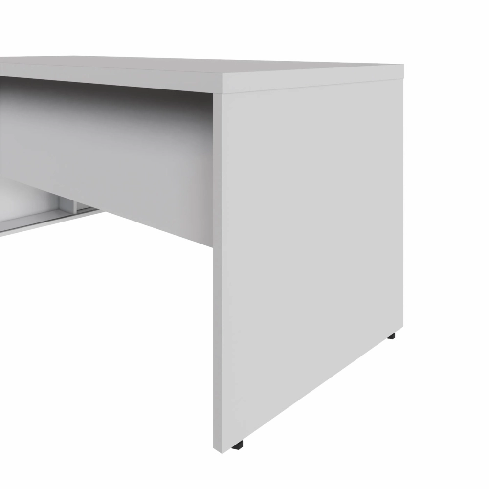 Mesa Dinâmica 1,50m c/ Armário e Cx de Tomadas Pés Painel F5 Cor:Cinza