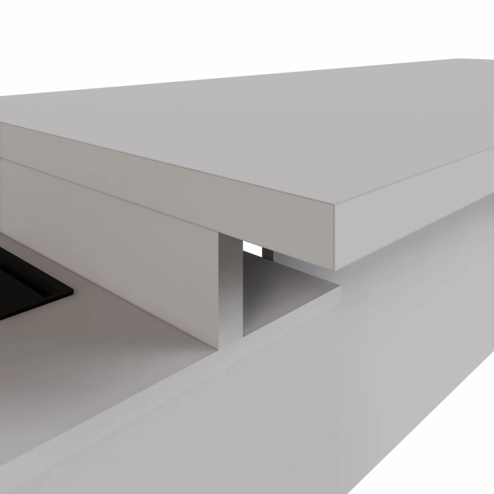 Mesa Dinâmica 1,50m c/ Armário e Cx de Tomadas Pés Painel F5 Cor:Cinza