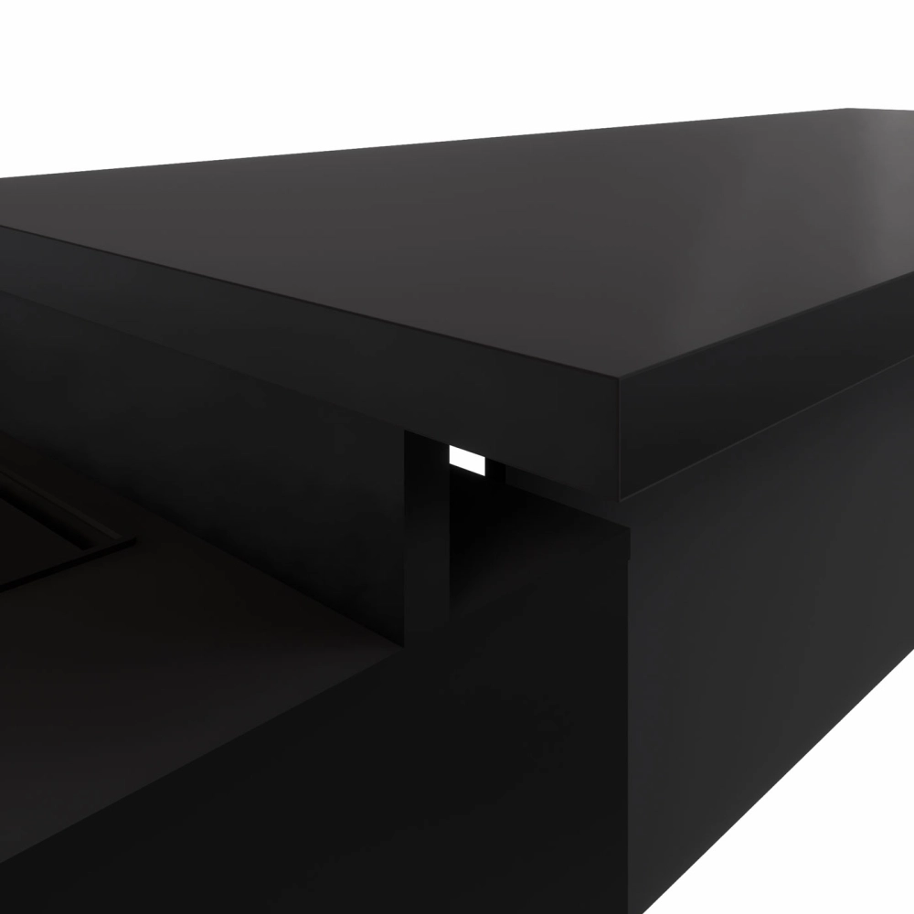 Mesa Dinâmica 1,50m c/ Armário e Cx de Tomadas Pés Painel F5 Cor:Preto