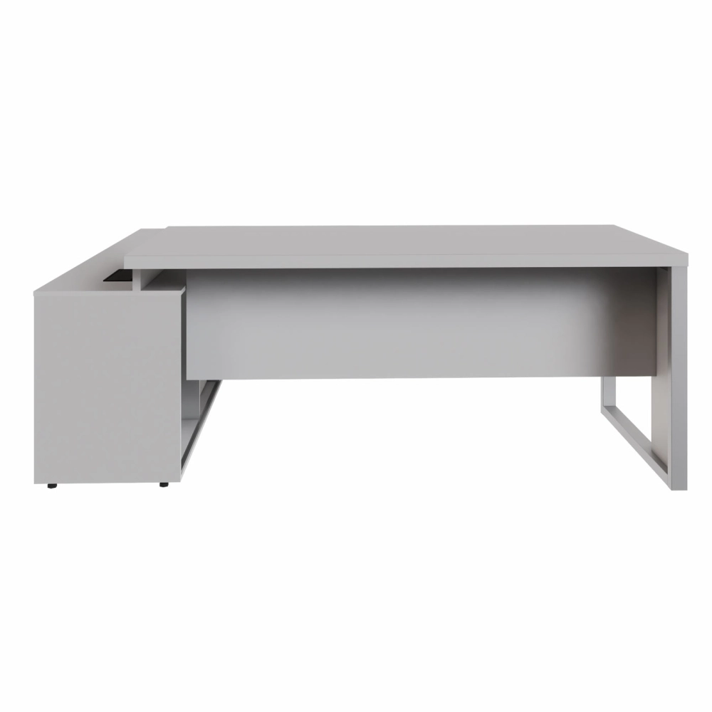 Mesa Dinâmica 1,70m c/ Armário e Cx de Tomadas Pés Metal F5 Cor:Cinza