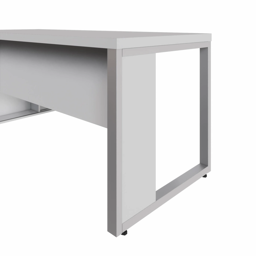 Mesa Dinâmica 1,70m c/ Armário e Cx de Tomadas Pés Metal F5 Cor:Cinza