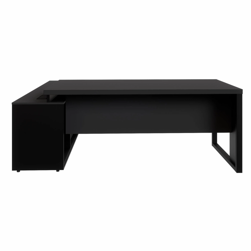 Mesa Dinâmica 1,70m c/ Armário e Cx de Tomadas Pés Metal F5 Cor:Preto