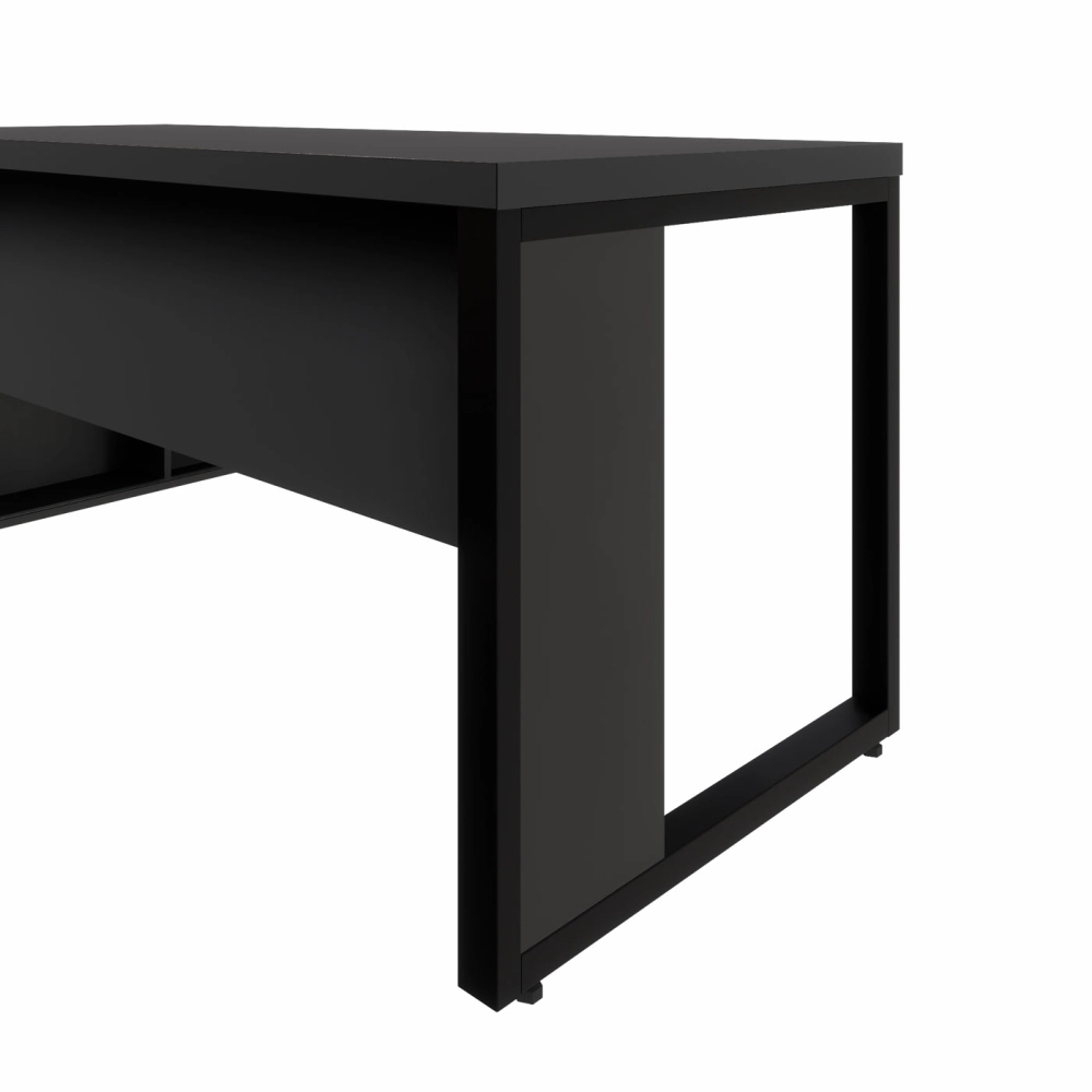 Mesa Dinâmica 1,70m c/ Armário e Cx de Tomadas Pés Metal F5 Cor:Preto