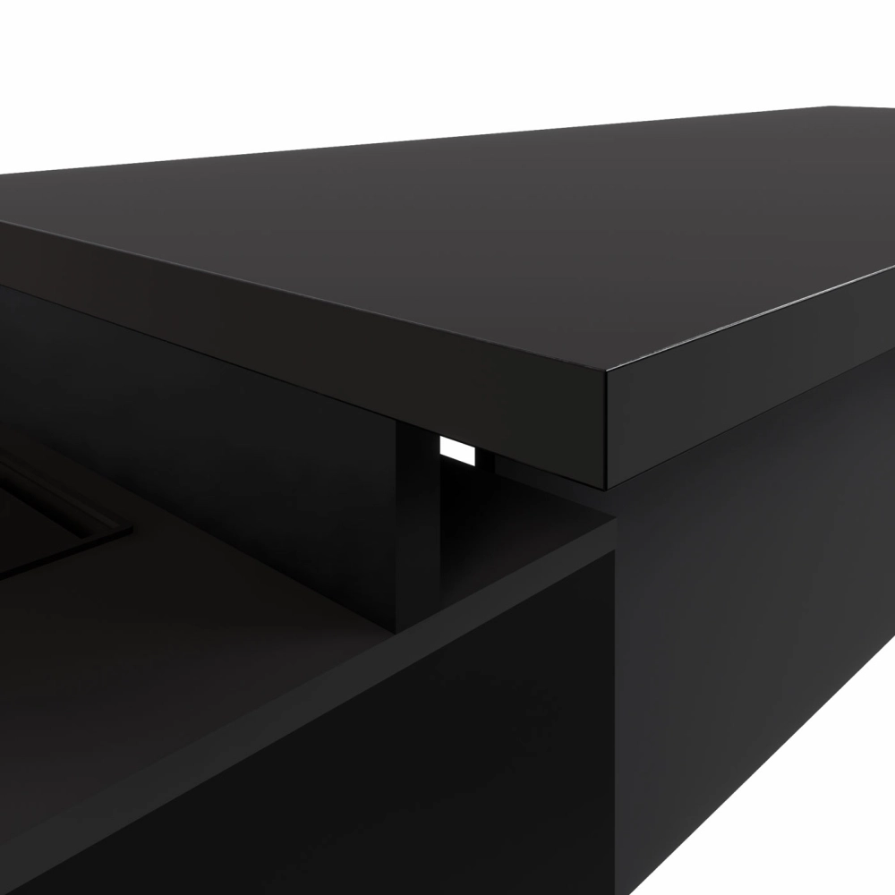 Mesa Dinâmica 1,70m c/ Armário e Cx de Tomadas Pés Metal F5 Cor:Preto