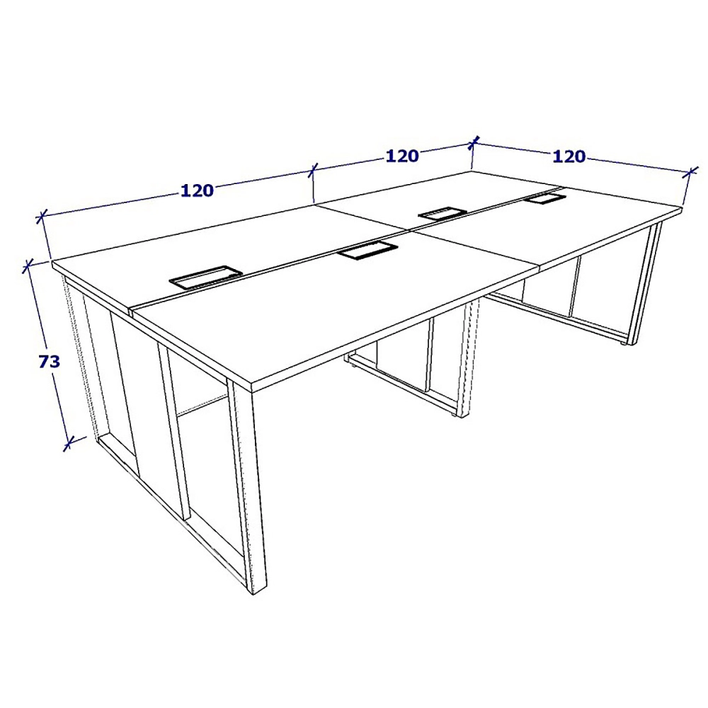 Mesa Dupla 2,40m p/ 4 pessoas c/ 2 Gav. e Divisória Preto F5 Cor:Preto