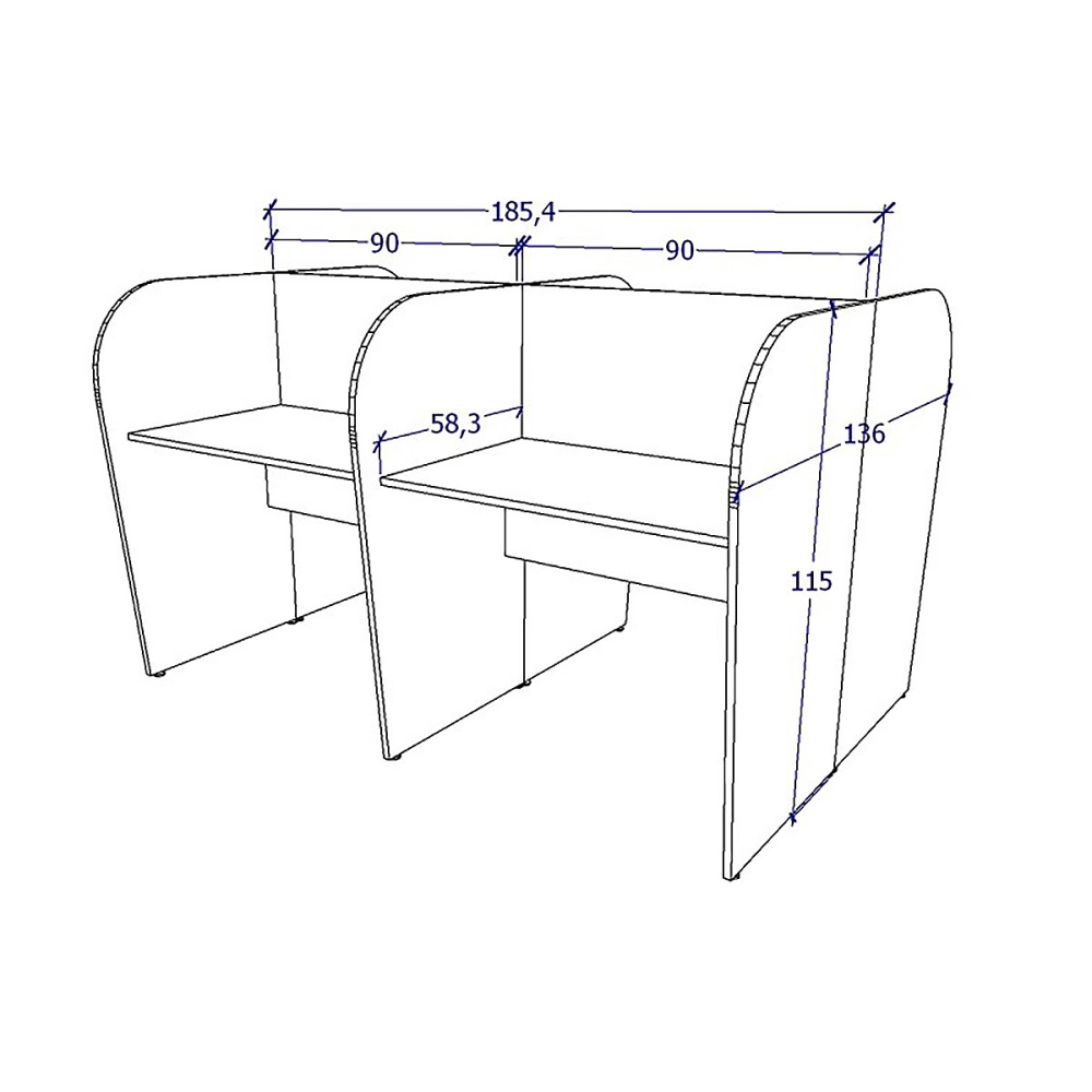 Mesa Dupla Atendimento Call Center 4 Pessoas 1,85m CZ F5 Cor:Cinza