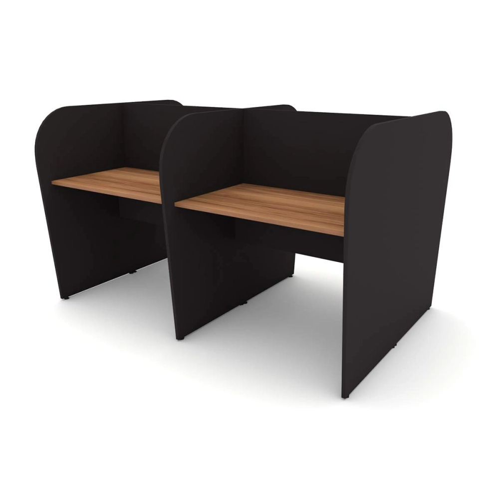 Mesa Dupla Atendimento Call Center 4 Pessoas 1,85m Nog F5 Cor:Nogal com Preto
