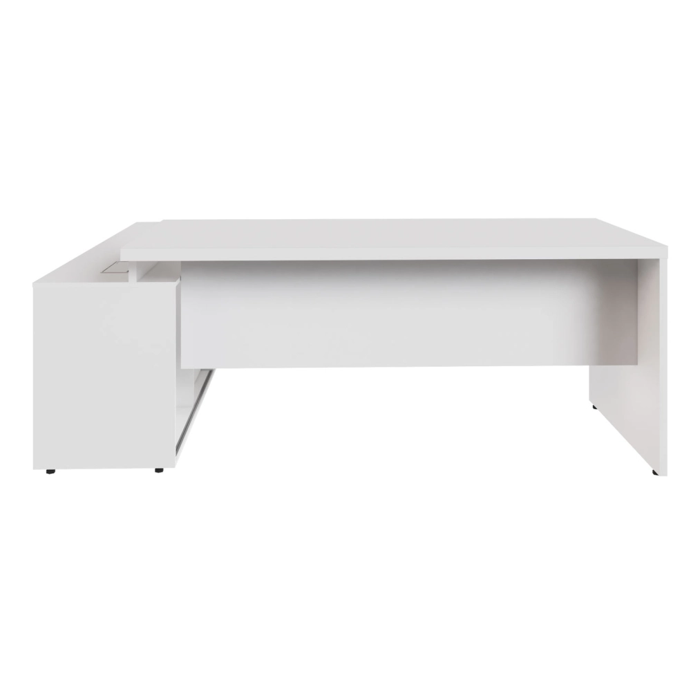 Mesa Escritório 1,70m Armário e Cx de Tomadas Pés Painel F5 Cor:Branco