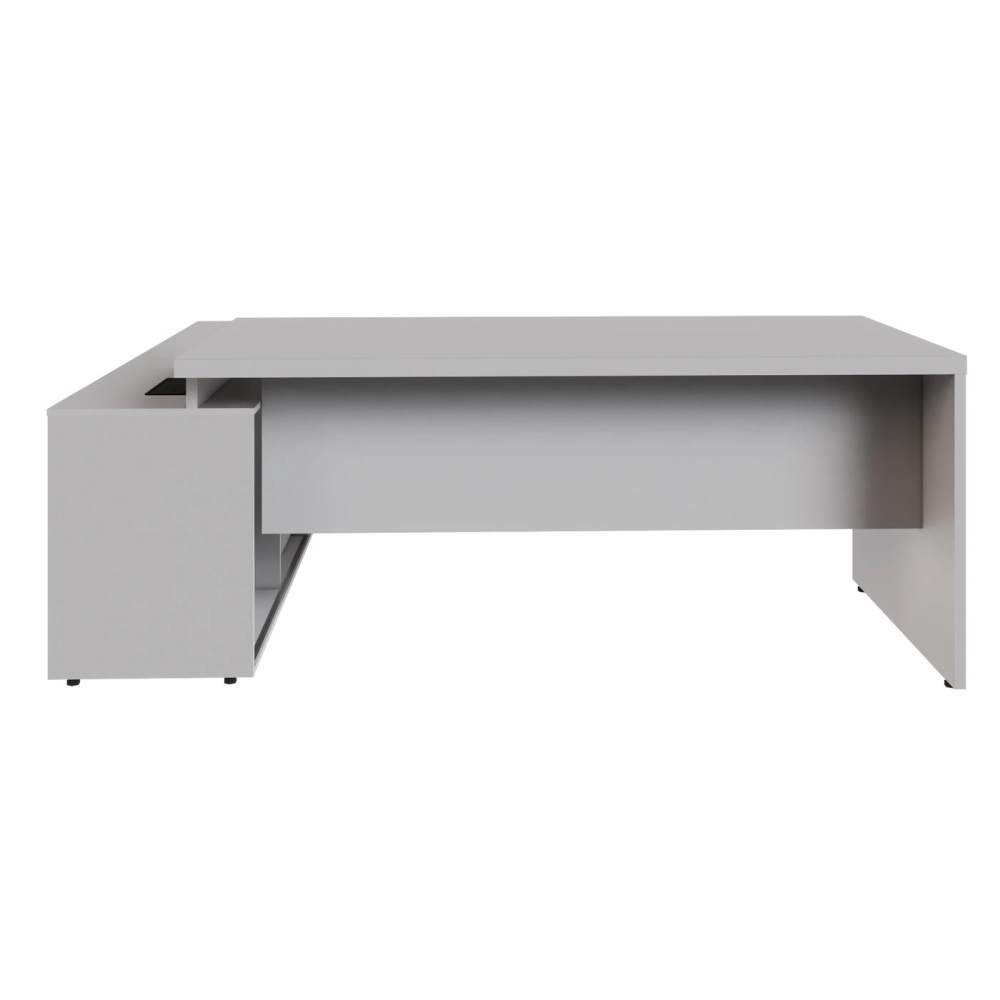 Mesa Escritório 1,70m Armário e Cx de Tomadas Pés Painel F5 Cor:Cinza