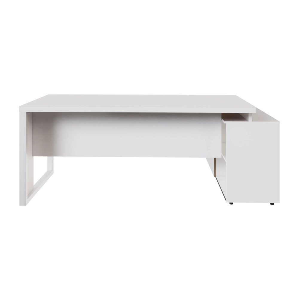 Mesa Escritório Diretor em L Industrial 1,50m Pés Metal F5 Cor:Branco