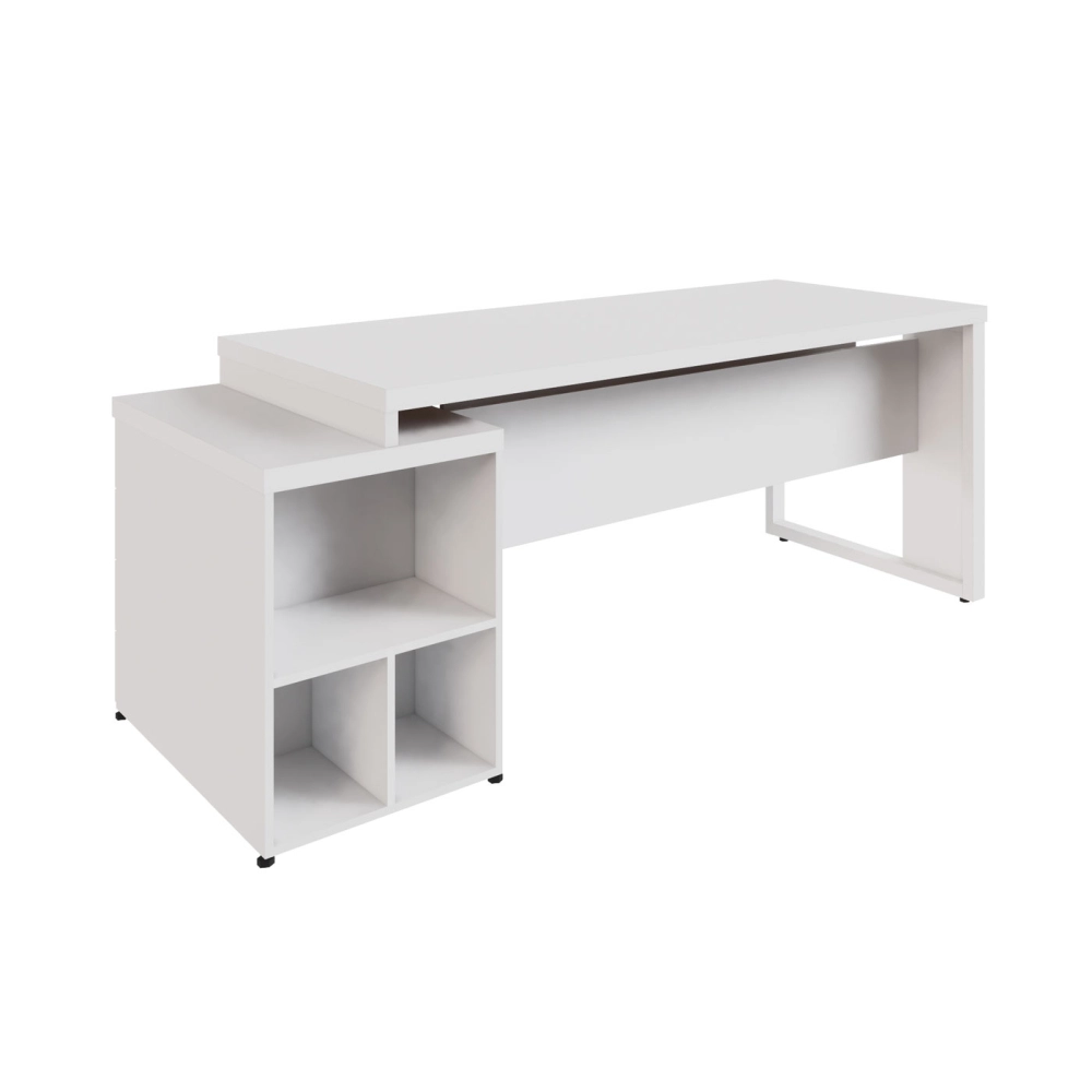 Mesa Escritório Extensível 1,70m a 1,92m 4 Gav. Pé Metal F5 Cor:Branco
