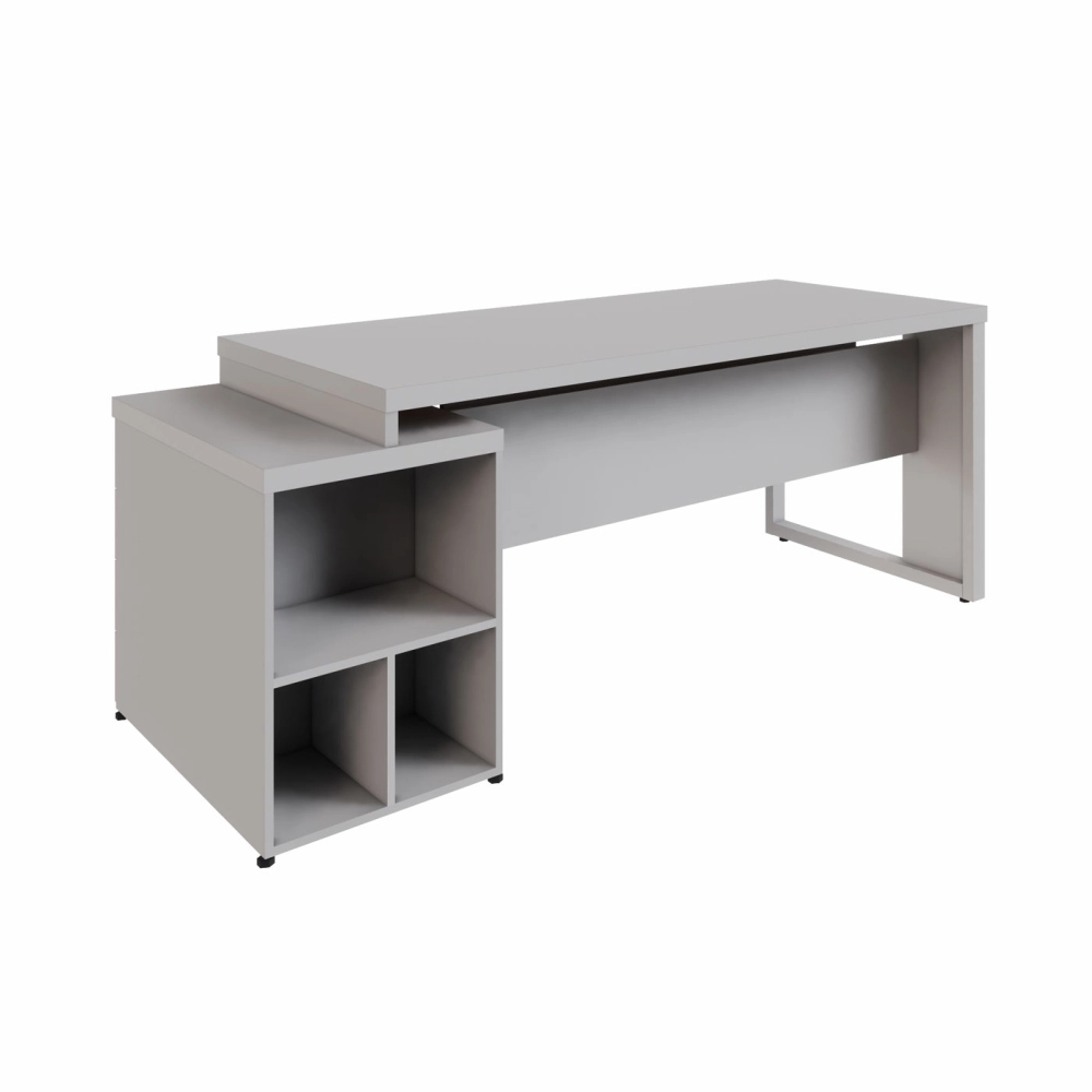 Mesa Escritório Extensível 1,70m a 1,92m 4 Gav. Pé Metal F5 Cor:Cinza