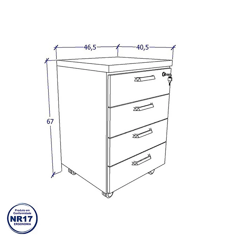 Mesa Escrivaninha 170cm com Gaveteiro 4 Gavetas F5 Office Cor:Cinza Sagrado com Preto