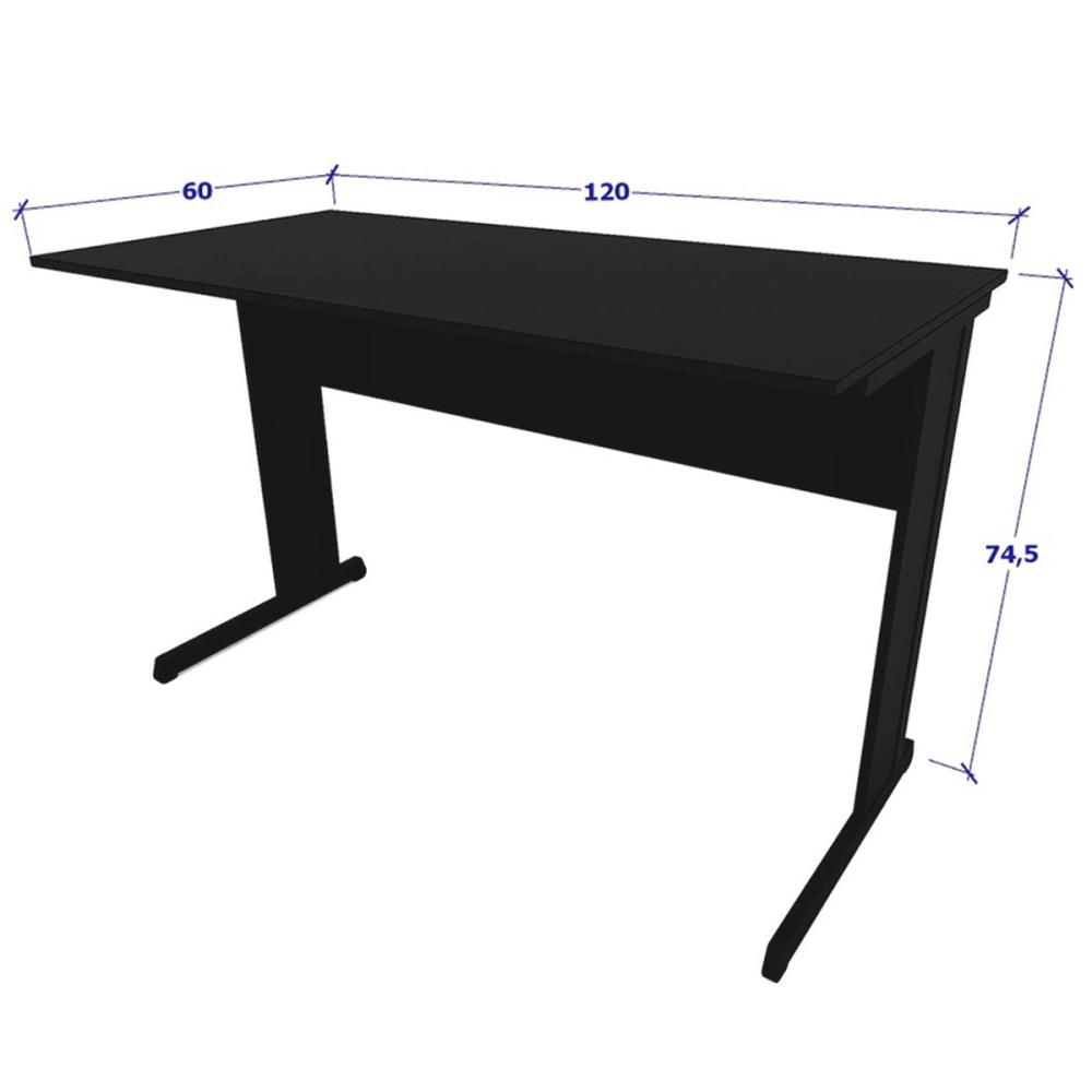 Mesa Escrivaninha de Estudos 120cm x 60cm Pé Metal F5 Office Cor:Preto