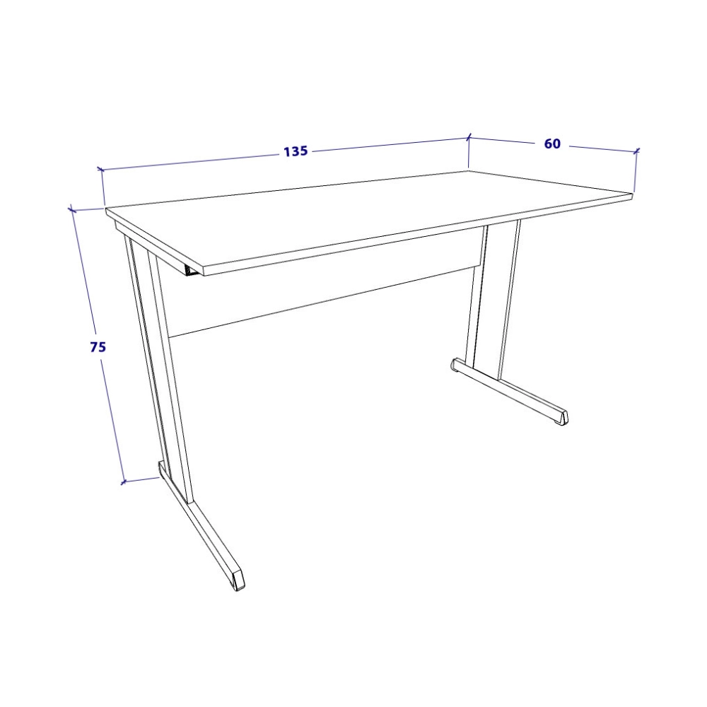 Mesa Escrivaninha de Estudos 135cm x 60cm Pé Metal F5 Office Cor:Preto