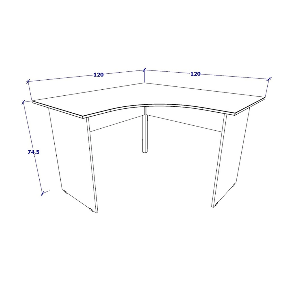 Mesa Escrivaninha em L 120cm x 60cm Pés Painel F5 Office Cor:Nogal com Preto