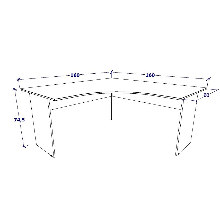 Mesa Escrivaninha em L 160cm x 60cm Pés Painel F5 Office Cor:Branco