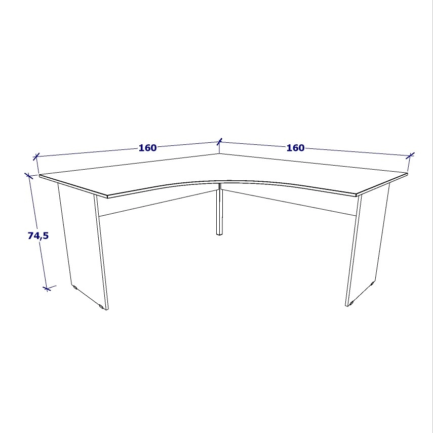 Mesa Escrivaninha em L 160cm x 60cm Pés Painel F5 Office Cor:Preto