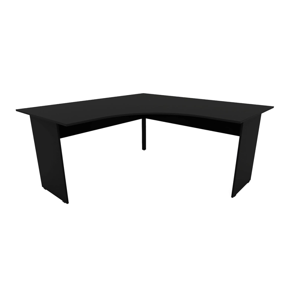 Mesa Escrivaninha em L 160cm x 60cm Pés Painel F5 Office Cor:Preto