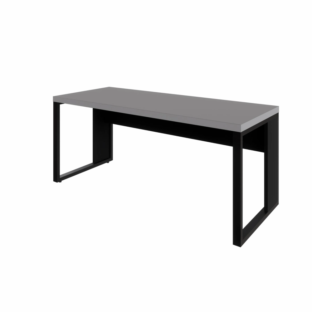 Mesa Escrivaninha Escritório 1,50m x 0,70m Pés Metal F5 Cor:Cinza Sagrado com preto