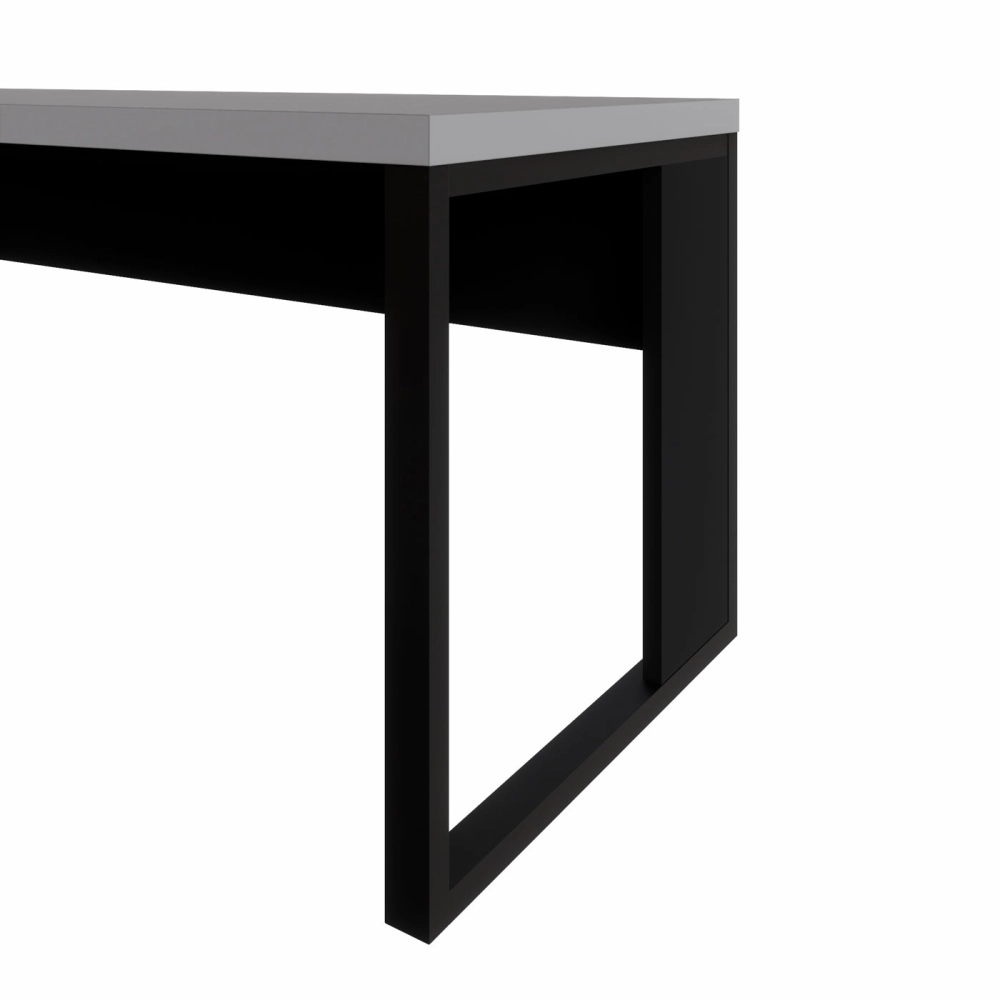 Mesa Escrivaninha Escritório 1,50m x 0,70m Pés Metal F5 Cor:Cinza Sagrado com preto