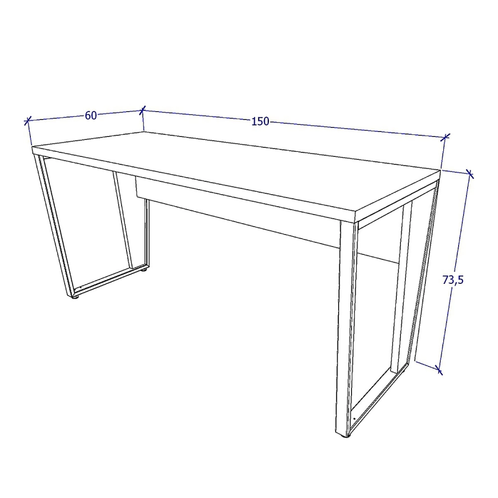 Mesa Escrivaninha  Industrial 1,50m CS Pre Pés Metal F5 Cor:Cinza Sagrado com Preto