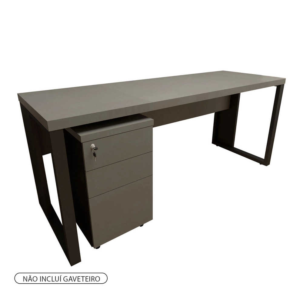 Mesa Escrivaninha Industrial 1,90m Pés Metal Cz Sagrado Cor:Cinza Sagrado com Preto