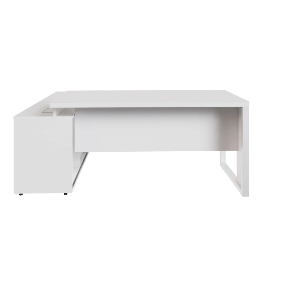 Mesa Industrial 1,50m c/ Armário e Cx de Tomadas Pé Metal F5 Cor:Branco