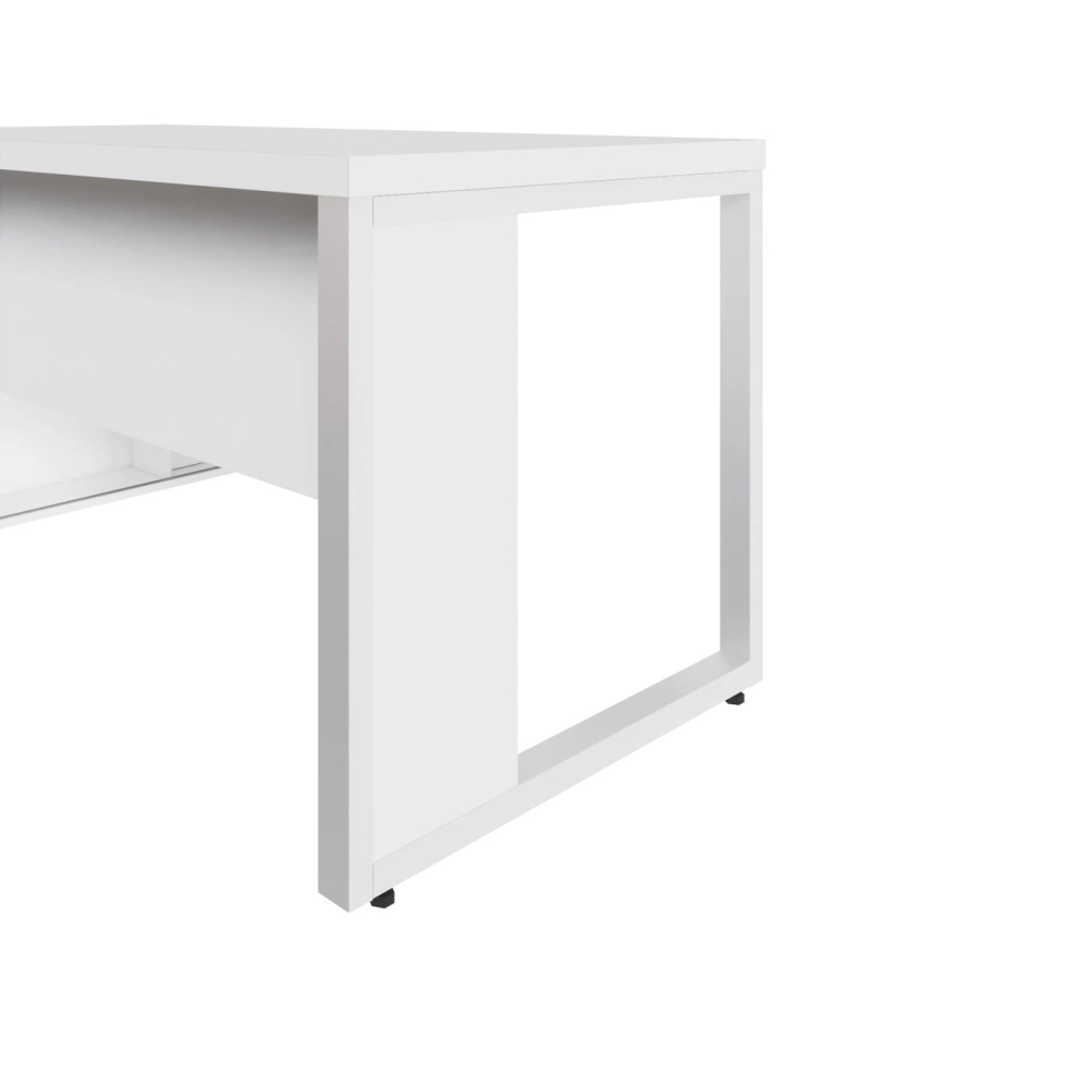 Mesa Industrial 1,50m c/ Armário e Cx de Tomadas Pé Metal F5 Cor:Branco