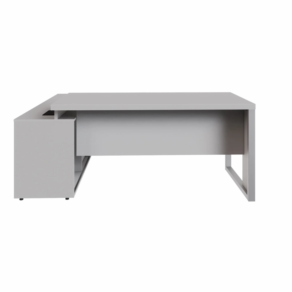 Mesa Industrial 1,50m c/ Armário e Cx de Tomadas Pé Metal F5 Cor:Cinza
