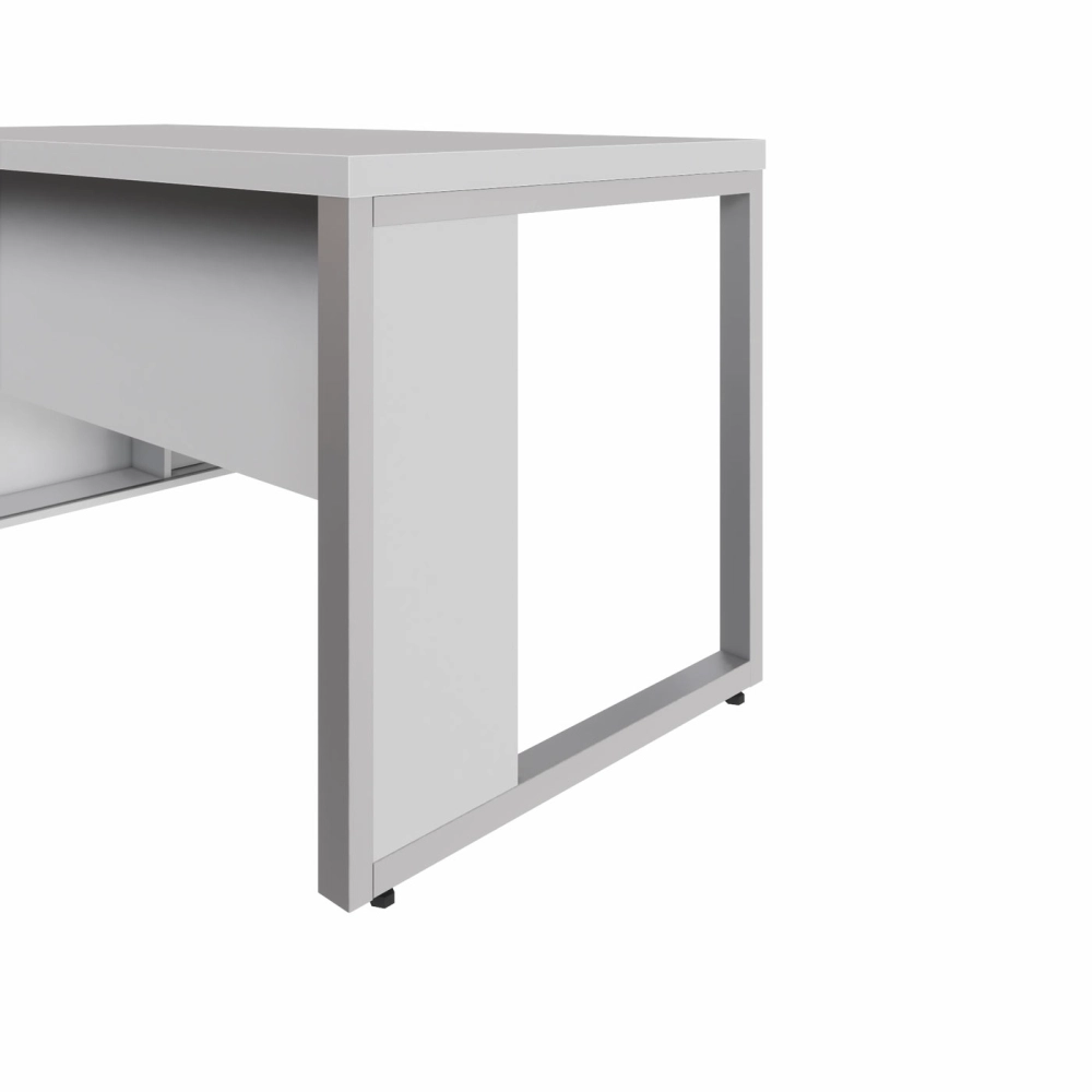 Mesa Industrial 1,50m c/ Armário e Cx de Tomadas Pé Metal F5 Cor:Cinza