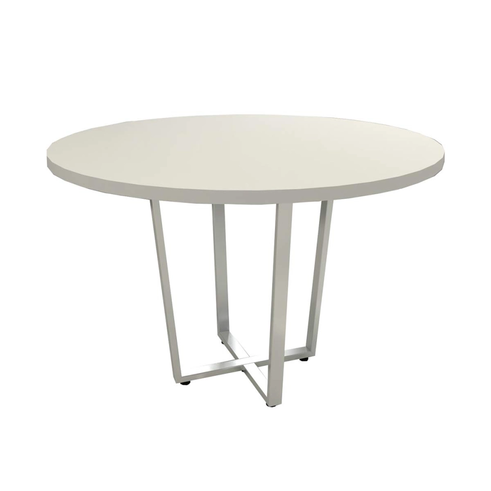 Mesa Redonda de Reunião 1,10m + 2 Estantes Metal Cinza F5 Cor:Cinza