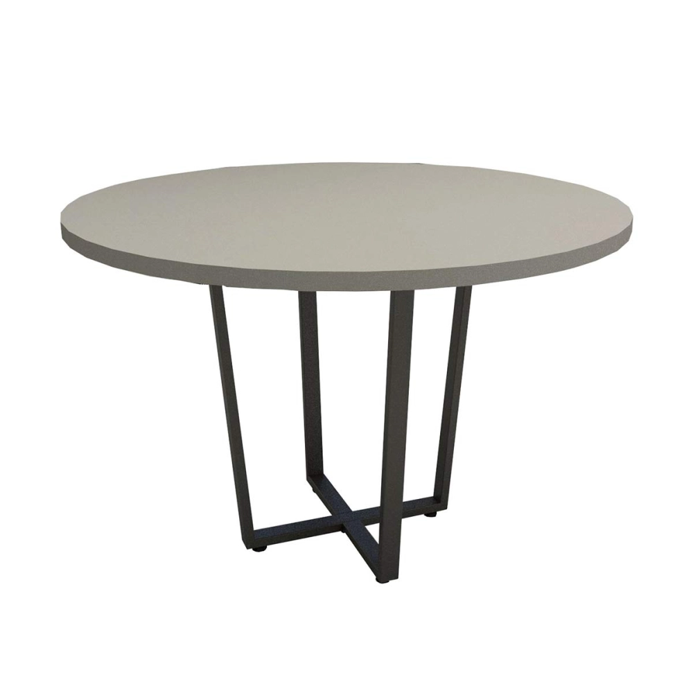 Mesa Redonda de Reunião 1,10m + 2 Estantes Metal CS Pre F5 Cor:Cinza Sagrado com Preto