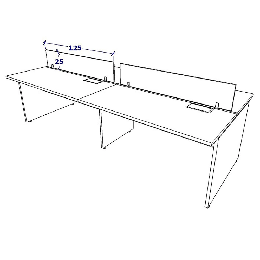 Plataforma 2,70m c/ Divisória p/ 4 Pessoas e 2 Gav. Cinza F5 Cor:Cinza