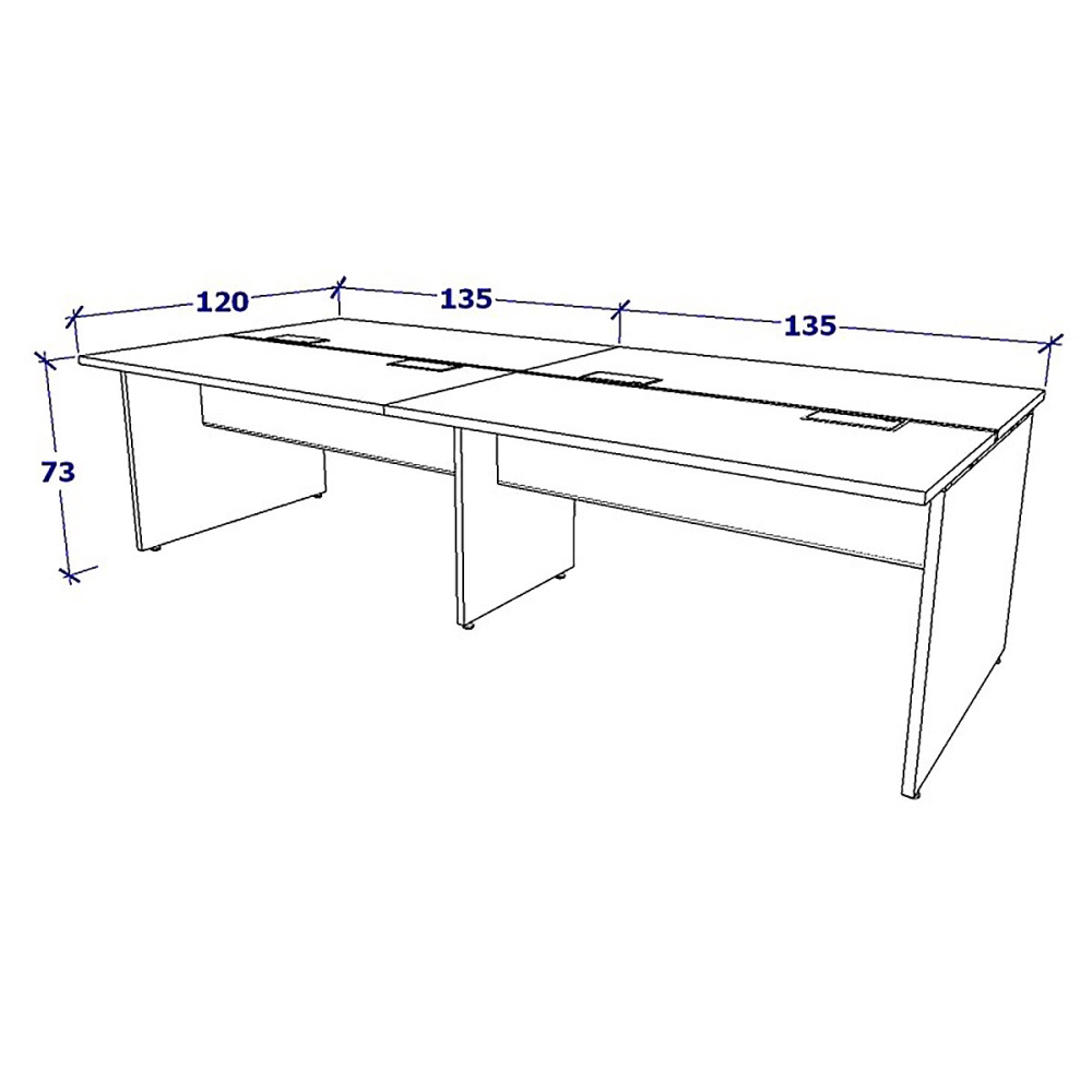 Plataforma 2,70m c/ Divisória p/ 4 Pessoas e 2 Gav. Cinza F5 Cor:Cinza