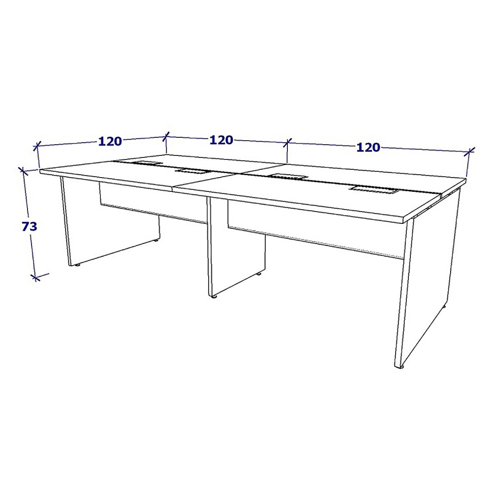 Plataforma c/ 2 Gav. e Divisória p/ 4 Pessoas 2,40m Cinza F5 Cor:Cinza
