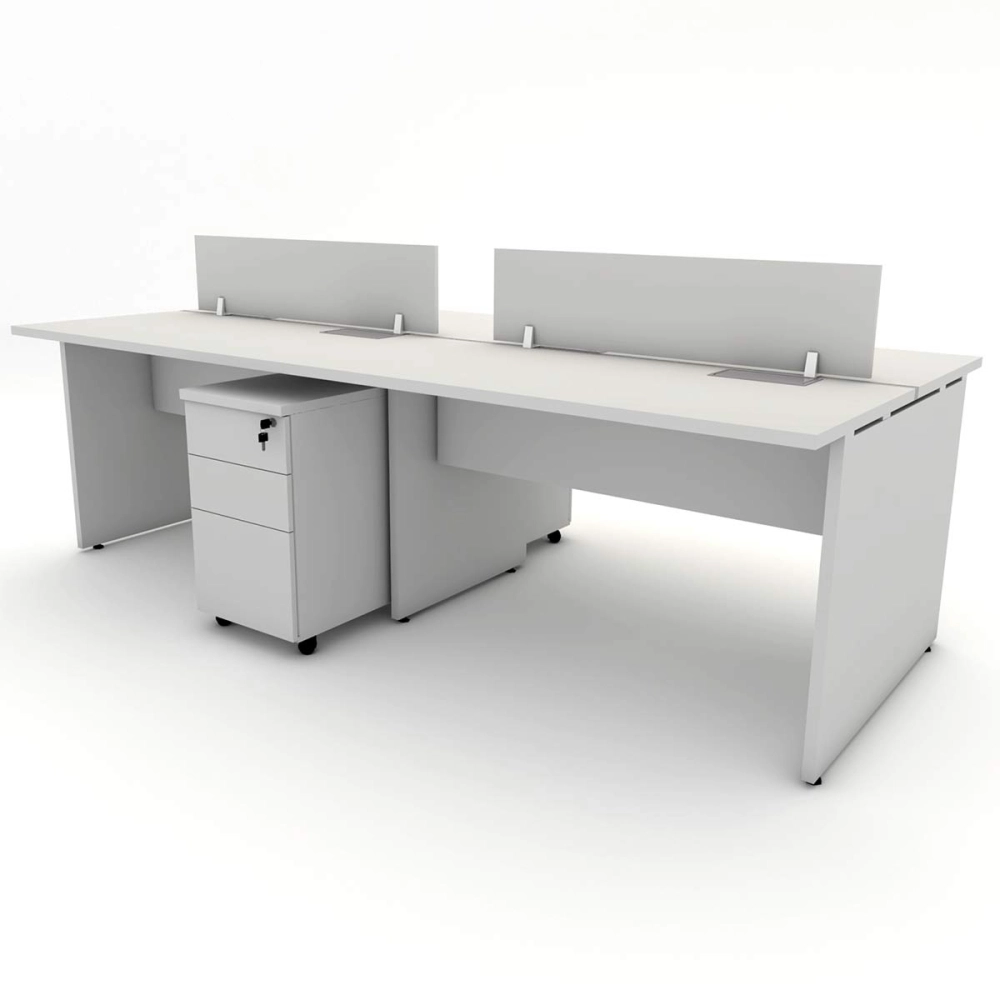 Plataforma c/ 2 Gav. e Divisória p/ 4 Pessoas 2,40m Cinza F5 Cor:Cinza