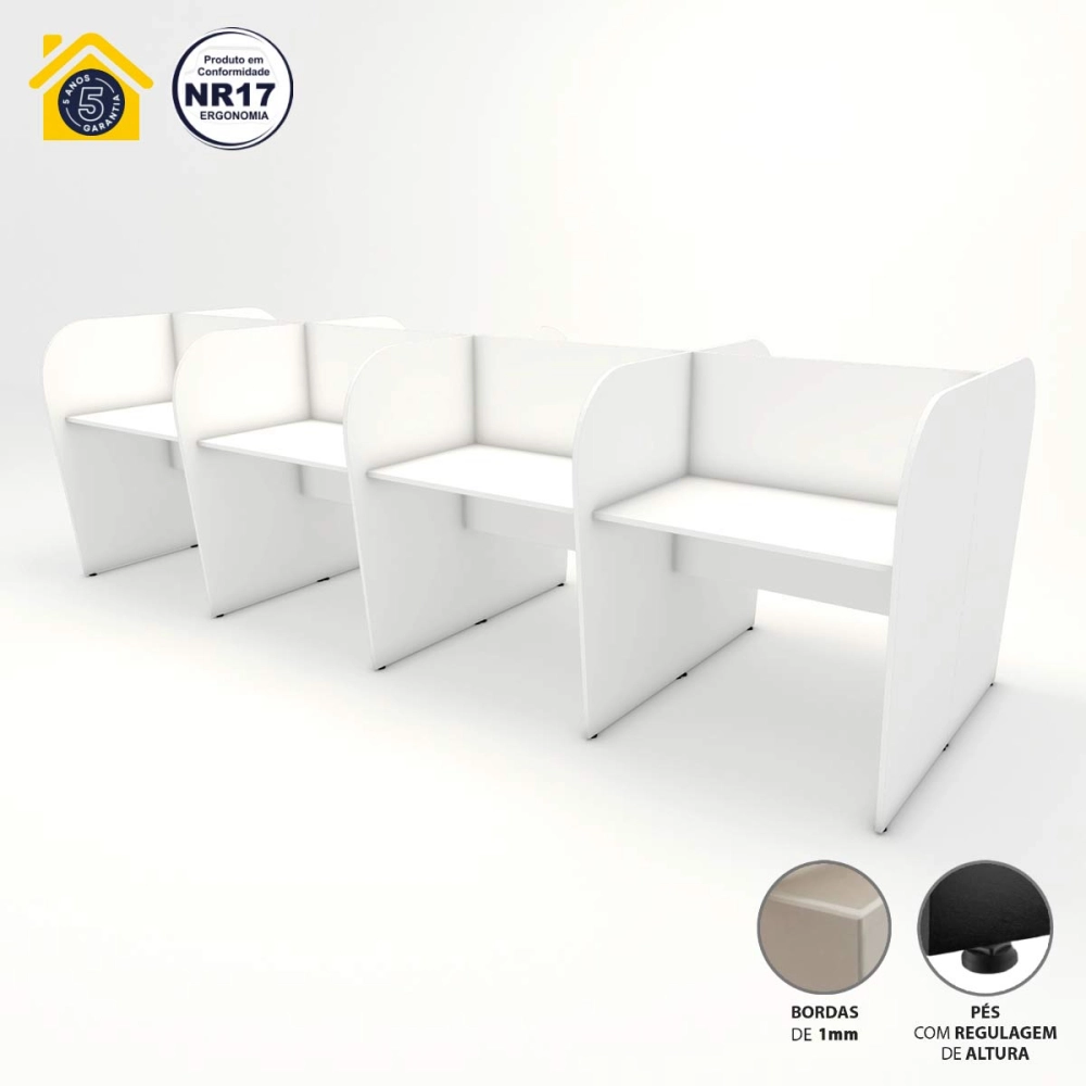 Plataforma de Trabalho Atendimento 8 Pessoas 3,70m Branco F5 Cor:Branco