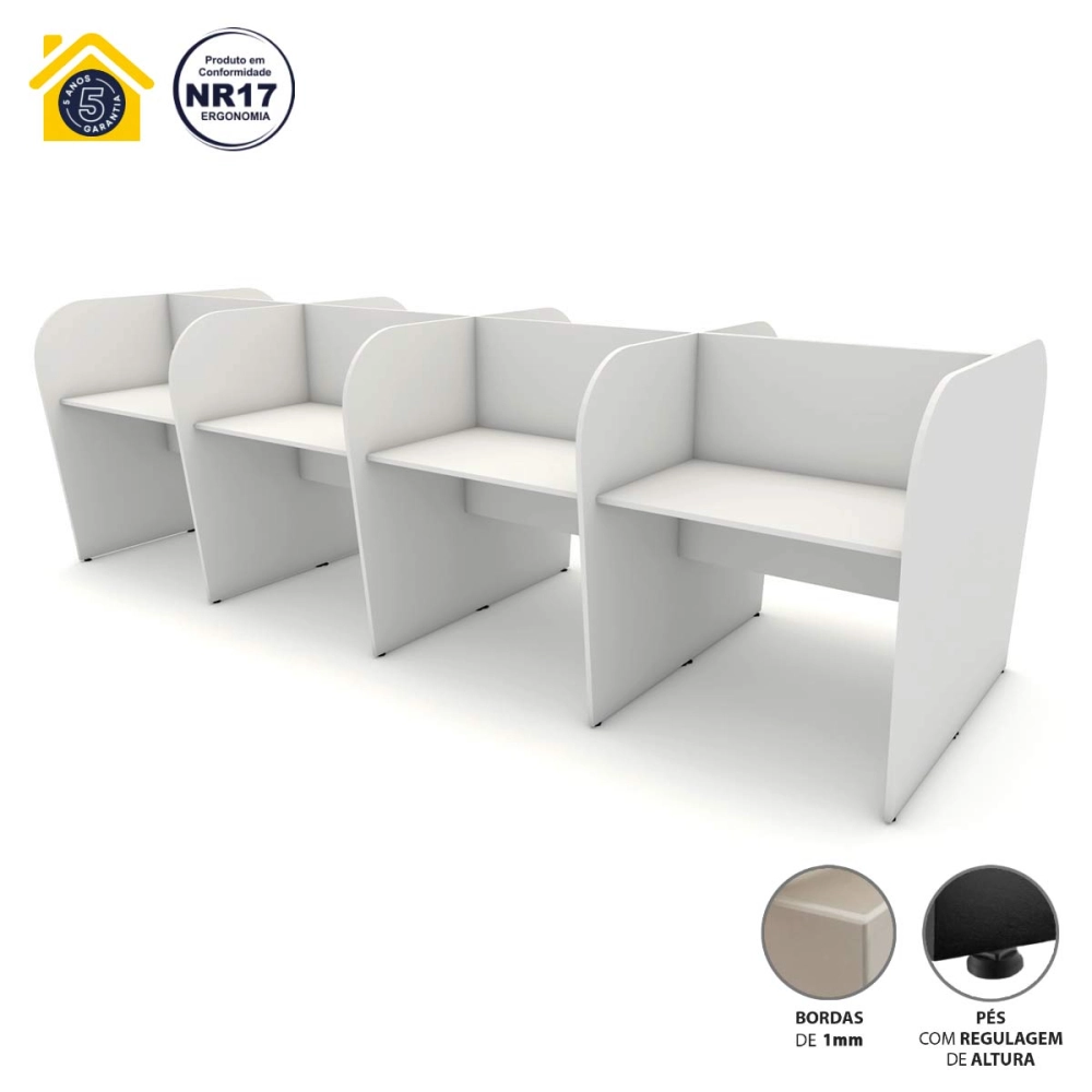 Plataforma de Trabalho Atendimento 8 Pessoas 3,70m Cinza F5 Cor:Cinza