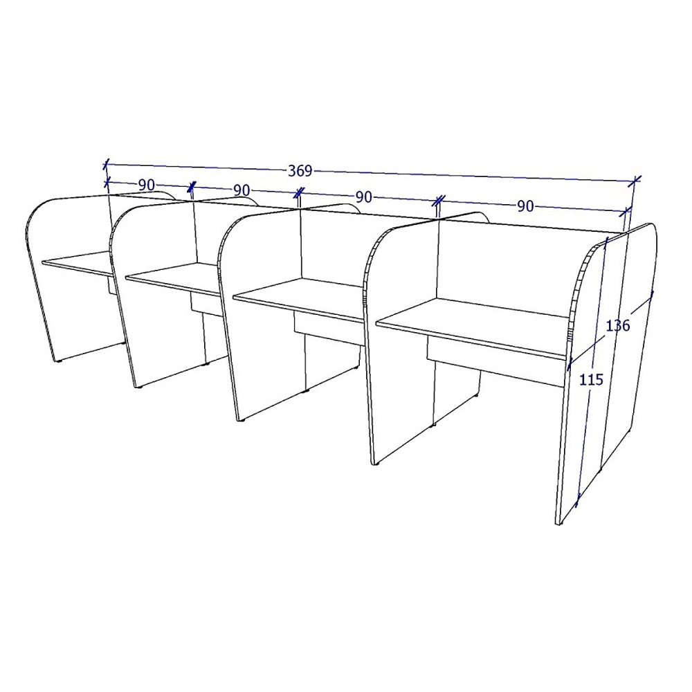 Plataforma de Trabalho Atendimento 8 Pessoas 3,70m CS F5 Cor:Cinza Sagrado